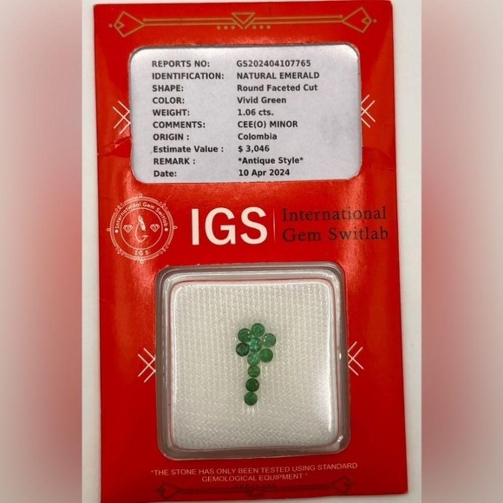 Natural Emerald 1.06 cts. Vivid Green Colombian Loose Gemstones Luxury Gift